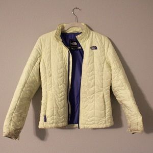 Neon yellow north face puffer jacket